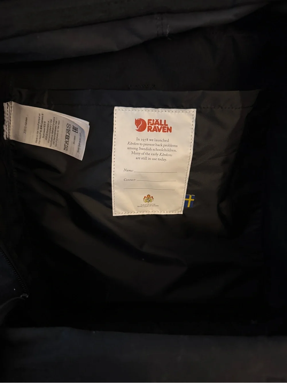 Fjallraven Kanken Backpack in Black with Red Logo